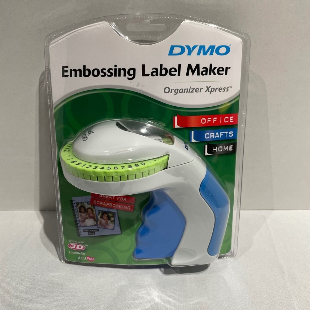 Dymo Organizer Xpress Embossing Label Maker Handheld Blue White 12965 NEW